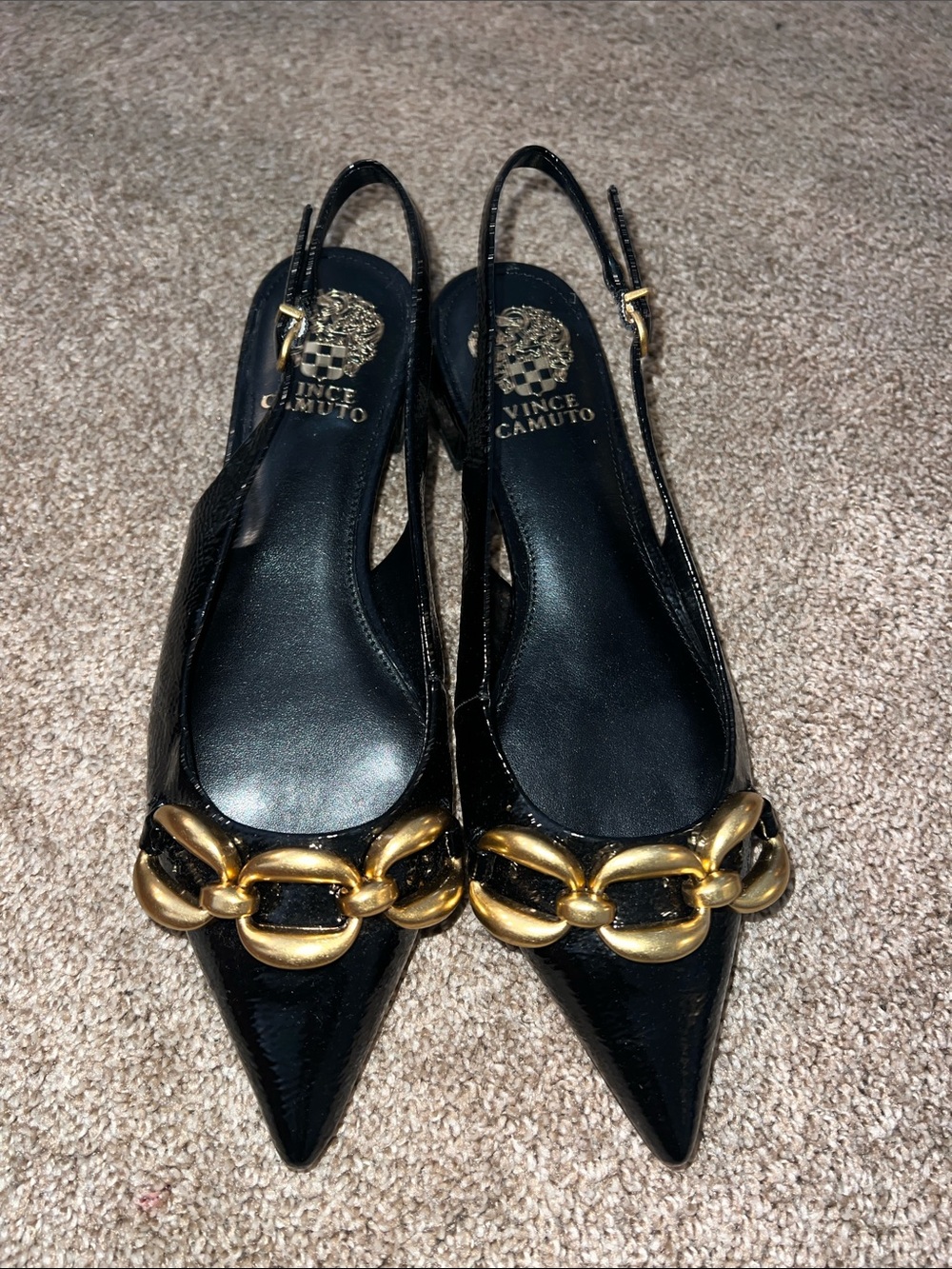 Vince Camuto Kitten Slingback Pumps Valiey-C in Black